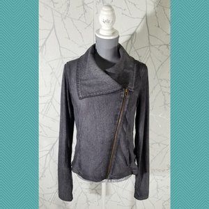 Athleta Purple Stone Wash Zip Front City Limits Moto Jacket